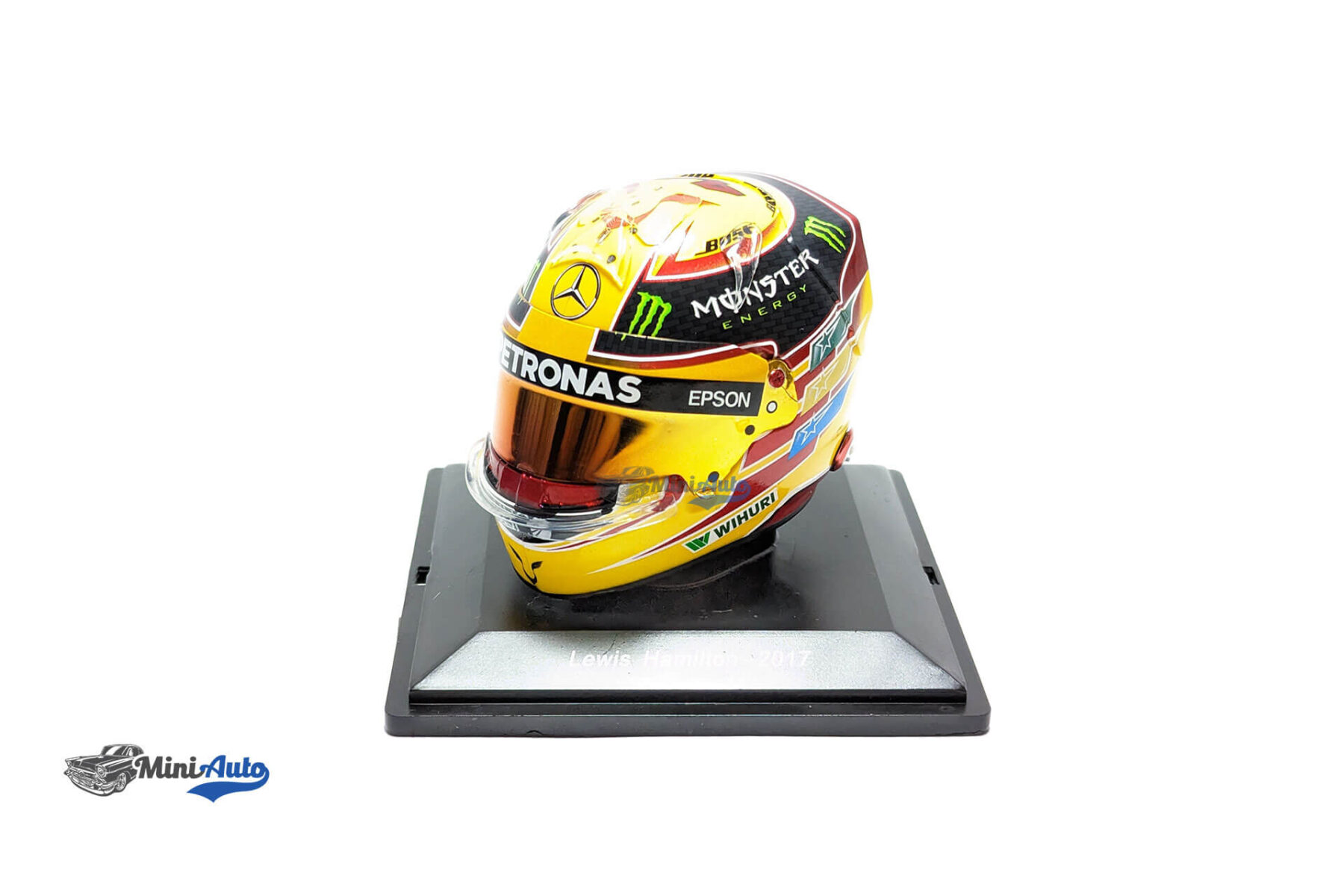 L. Hamilton #44 Mercedes Petronas formula 1 World Champion helmet 1:5 - 2017 - Yellow - Image 3
