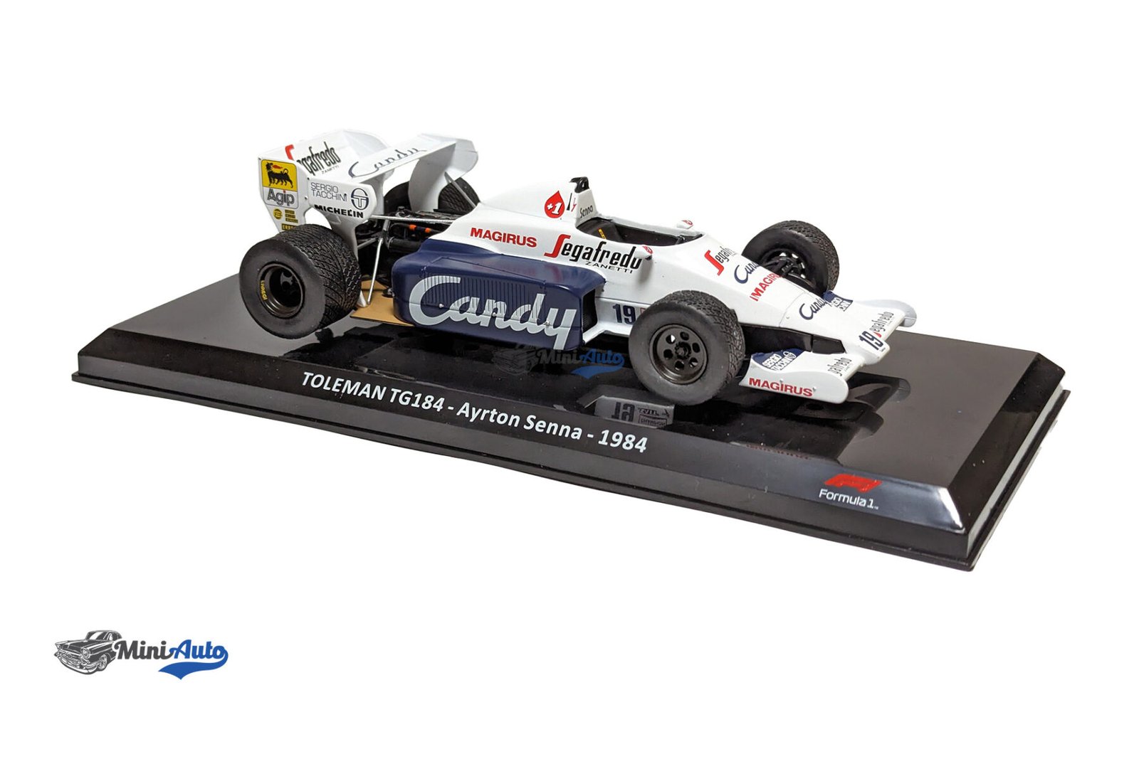 Ayrton Senna Toleman Hart TG184 #19 Formula 1 - 1984  - White/Blue - Image 5