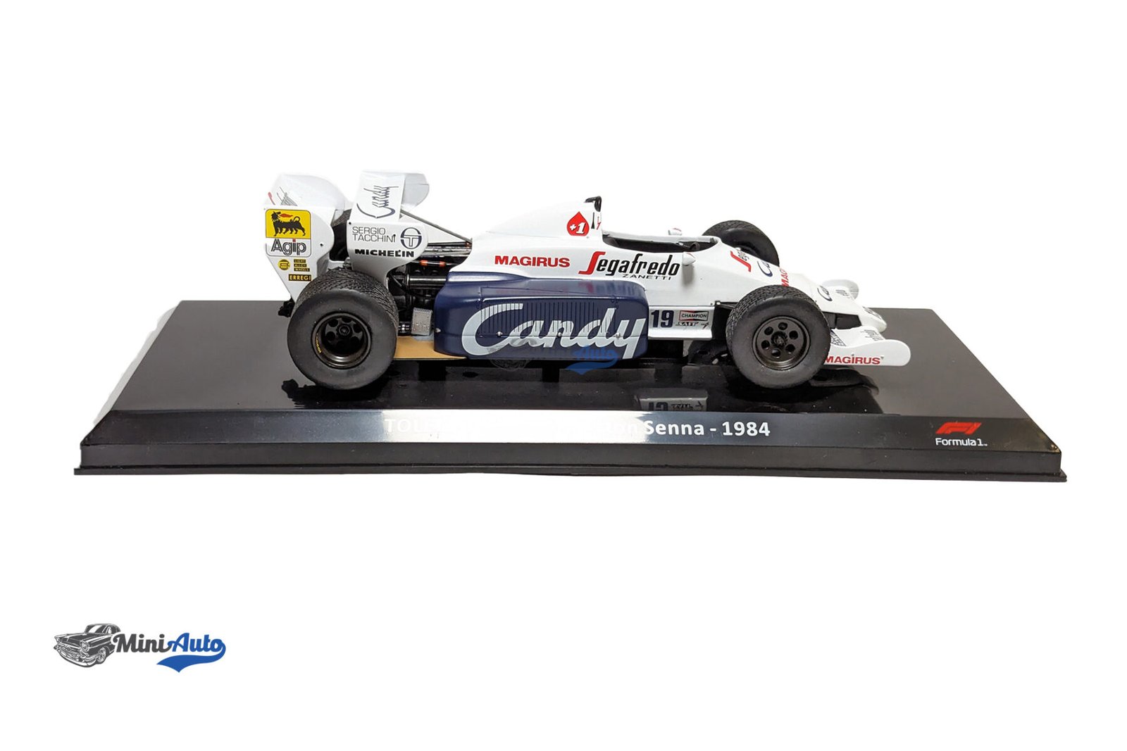 Ayrton Senna Toleman Hart TG184 #19 Formula 1 - 1984  - White/Blue - Image 3