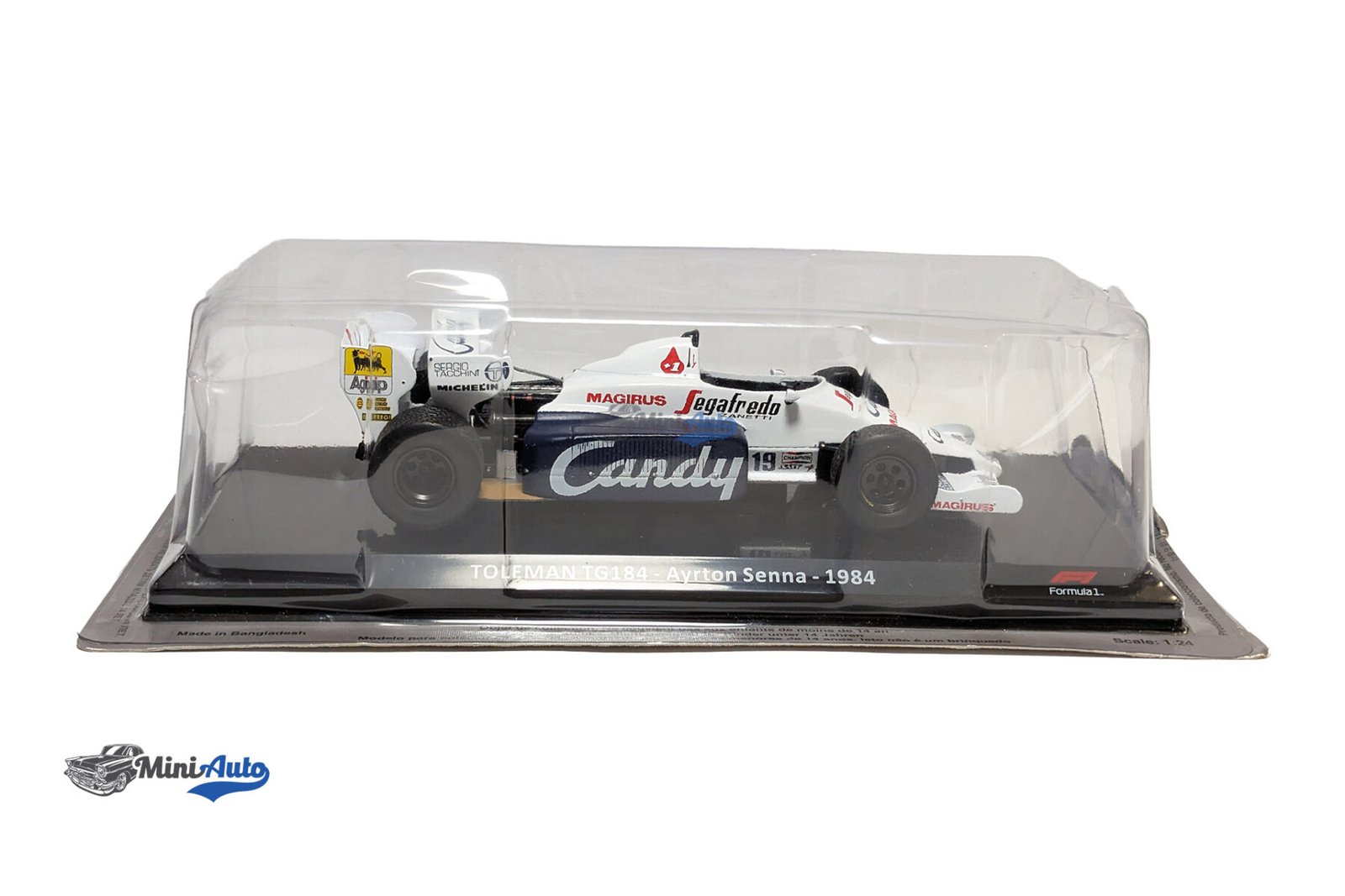 Ayrton Senna Toleman Hart TG184 #19 Formula 1 - 1984  - White/Blue - Image 8