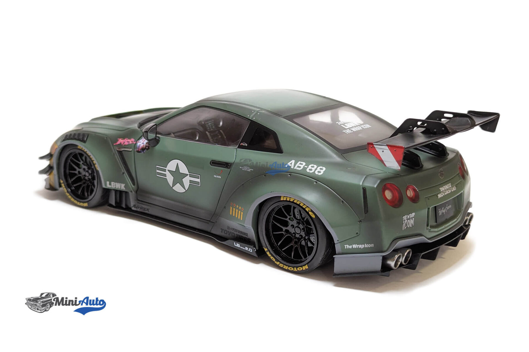 Nissan GT-R (R35) W/ Liberty Walk Body Kit 2.0 Army Fi Ghter - 2020 - Green/Grey - Image 10