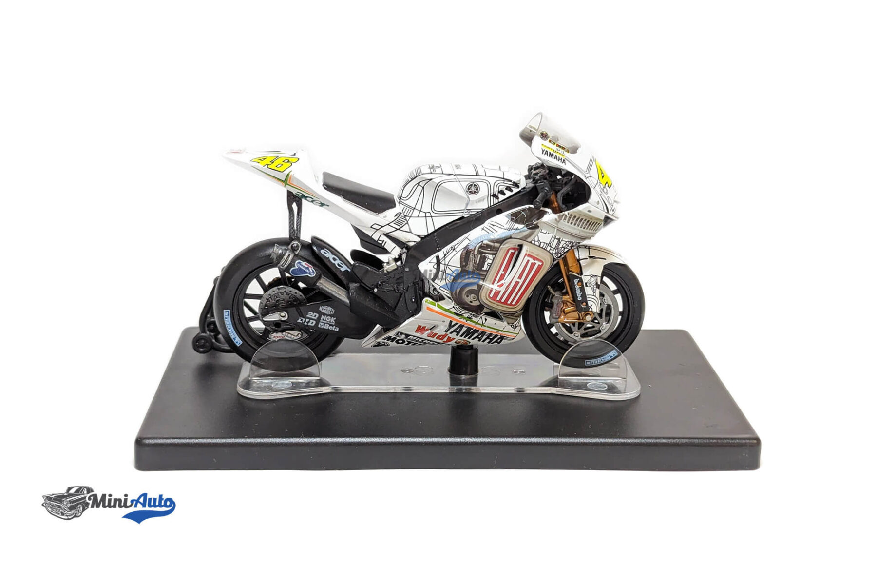 AHVAL040----Yamaha---YZR-M1-N46-Showbike-Valencia-Motogp-Valentino-Rossi---2007---White_3 Yamaha - YZR-M1 N46 Showbike Valencia Motogp Valentino Rossi - 2007 - White - Image 3