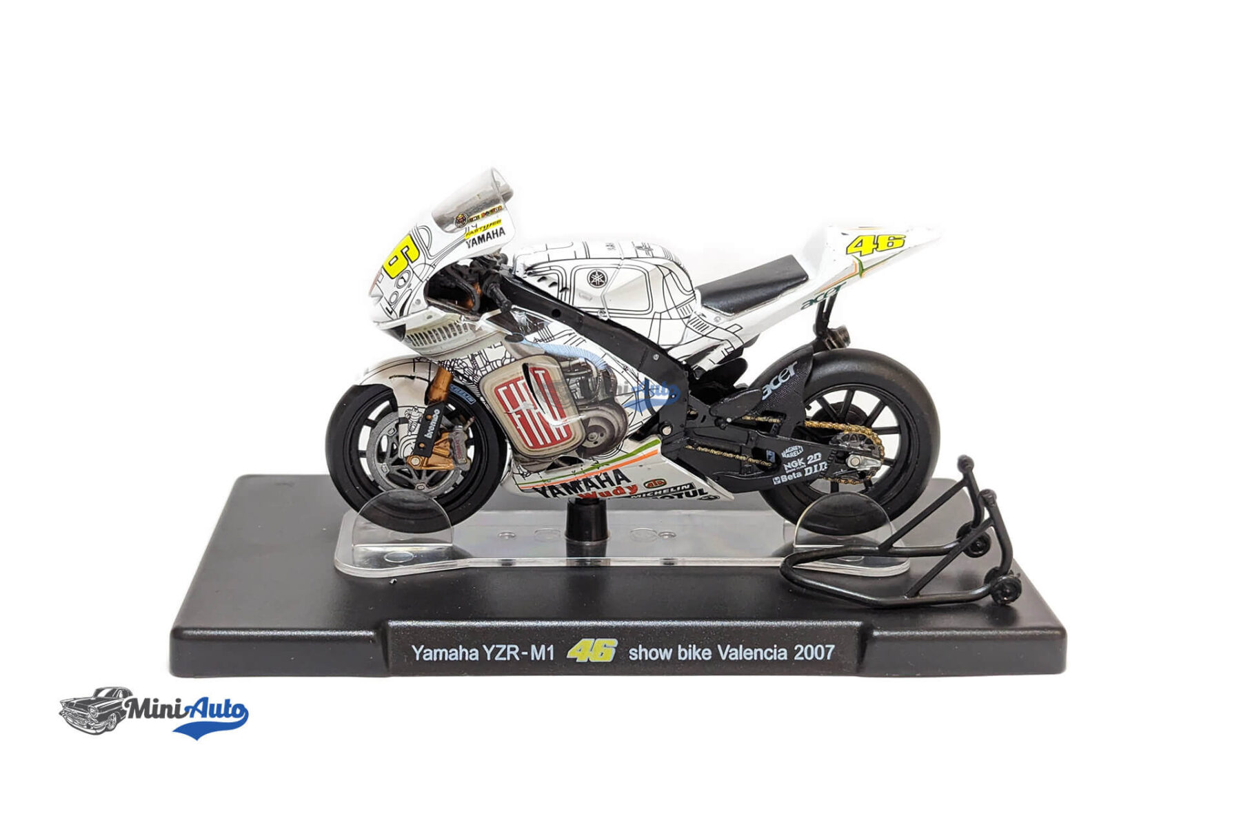 AHVAL040----Yamaha---YZR-M1-N46-Showbike-Valencia-Motogp-Valentino-Rossi---2007---White_4 Yamaha - YZR-M1 N46 Showbike Valencia Motogp Valentino Rossi - 2007 - White - Image 2