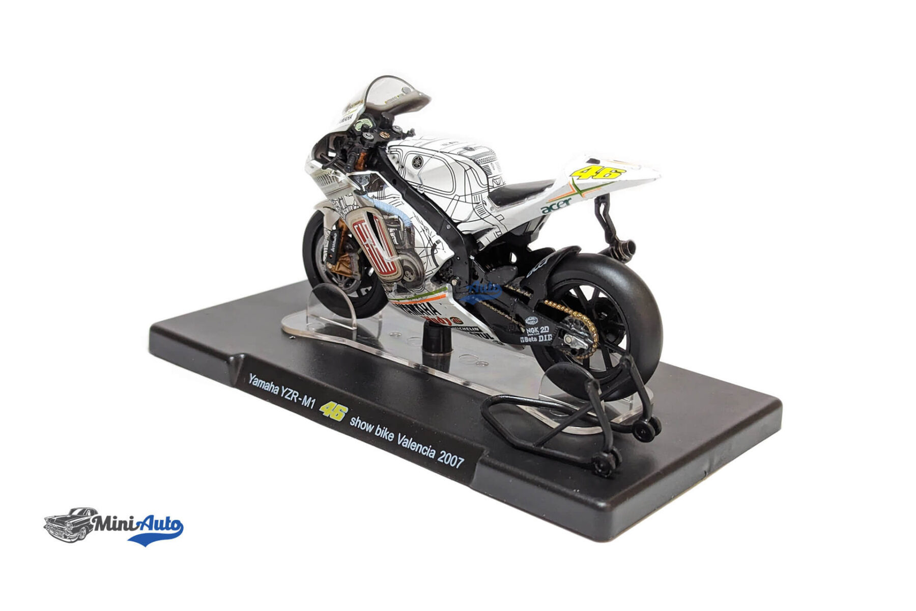 AHVAL040----Yamaha---YZR-M1-N46-Showbike-Valencia-Motogp-Valentino-Rossi---2007---White_5 Yamaha - YZR-M1 N46 Showbike Valencia Motogp Valentino Rossi - 2007 - White - Image 7