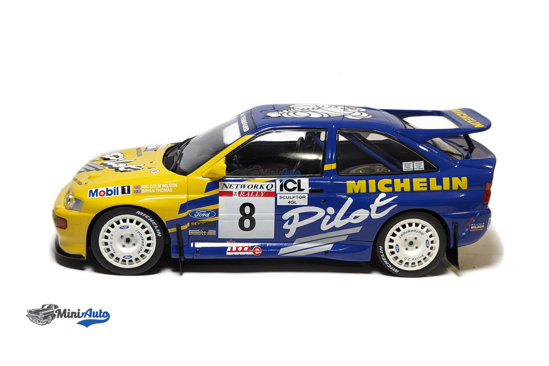 Ford Escort RS Cosworth, No.8, Michelin, Rallye WM, RAC Rally, M.Wilson/B.Thomas, 1993 - Blue/Yellow - Image 2