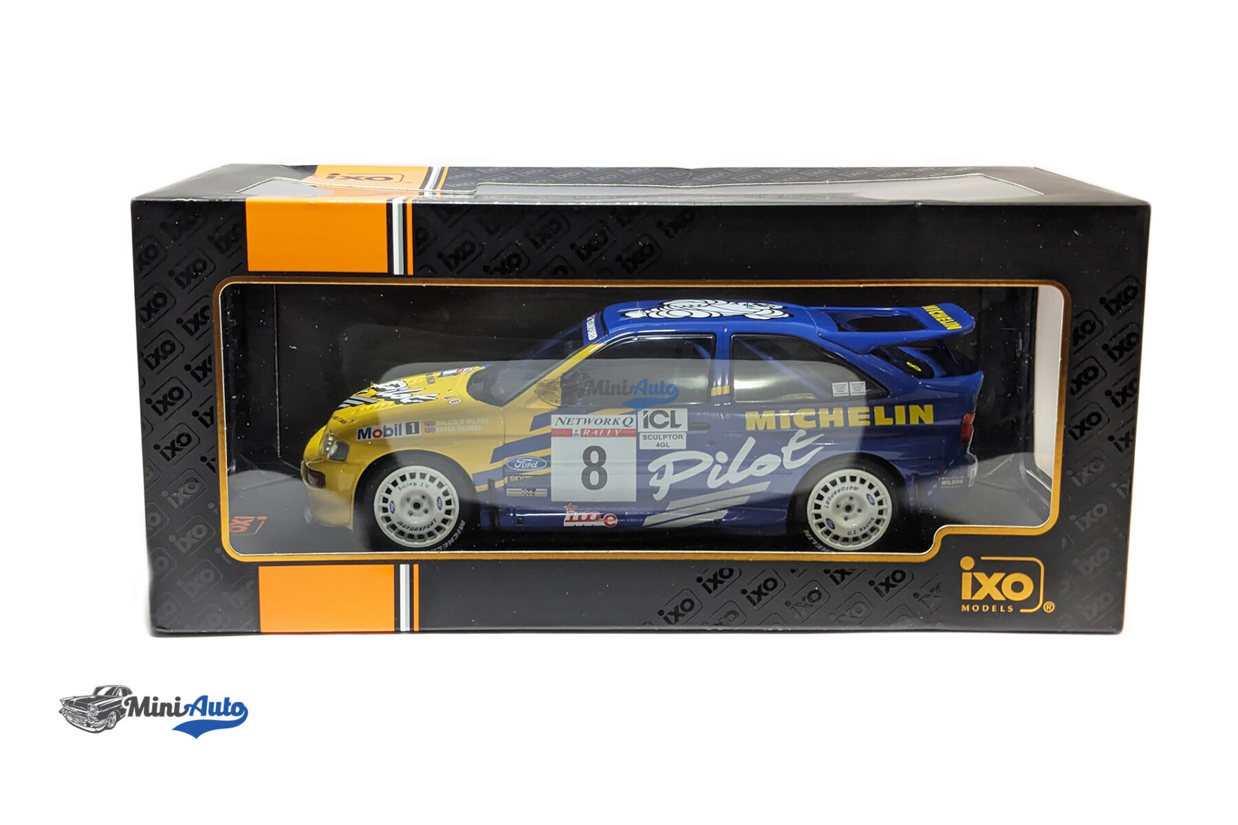 Ford Escort RS Cosworth, No.8, Michelin, Rallye WM, RAC Rally, M.Wilson/B.Thomas, 1993 - Blue/Yellow - Image 8