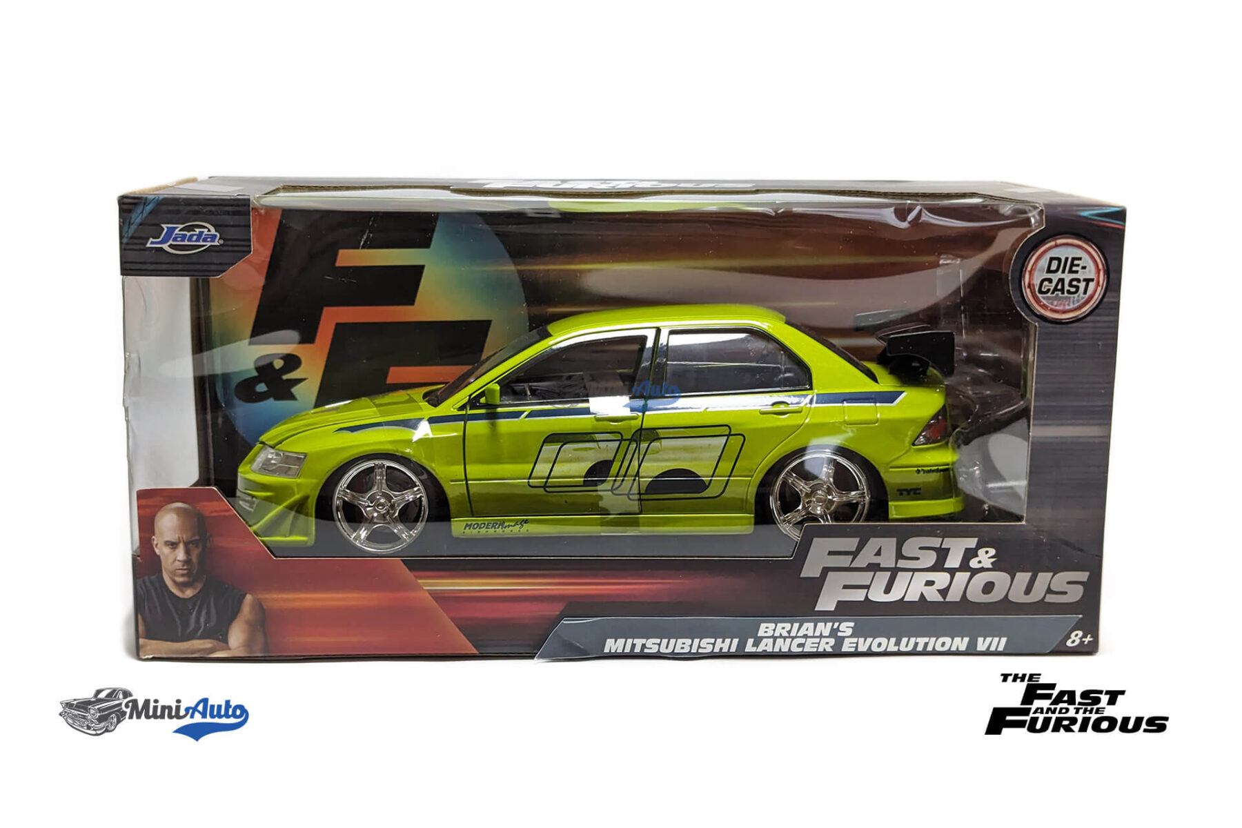 JADA253203052---Mitsubishi-Lancer-Evo-VII-Brian-Fast-and-Furious---Green_6 Mitsubishi Lancer Evo VII Brian Fast and Furious - Green - Image 7