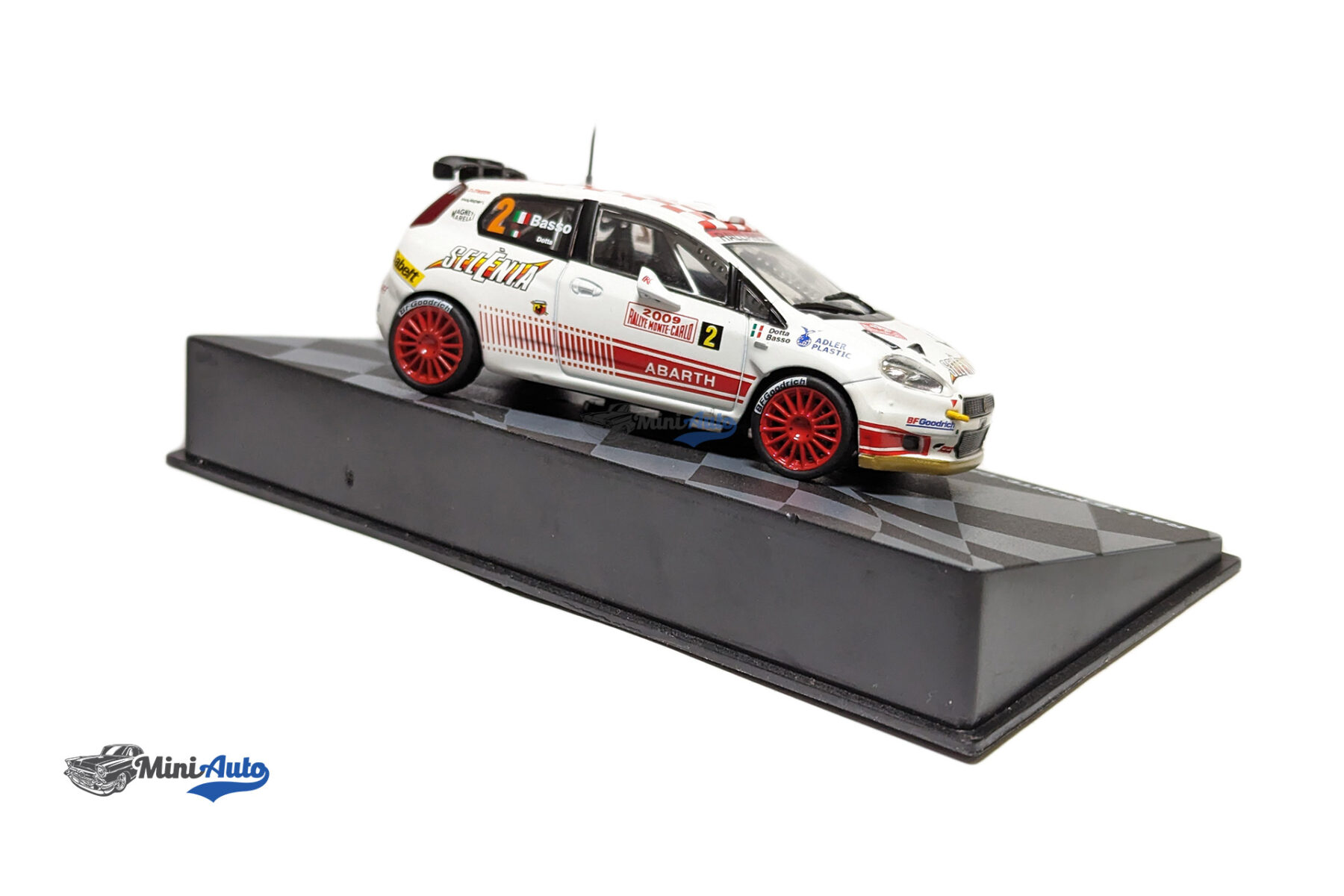 Abarth Grande Punto S2000 #2 G. Basso/M. Dotta Rally Monte Carlo - 2009 - White/Red - Image 5