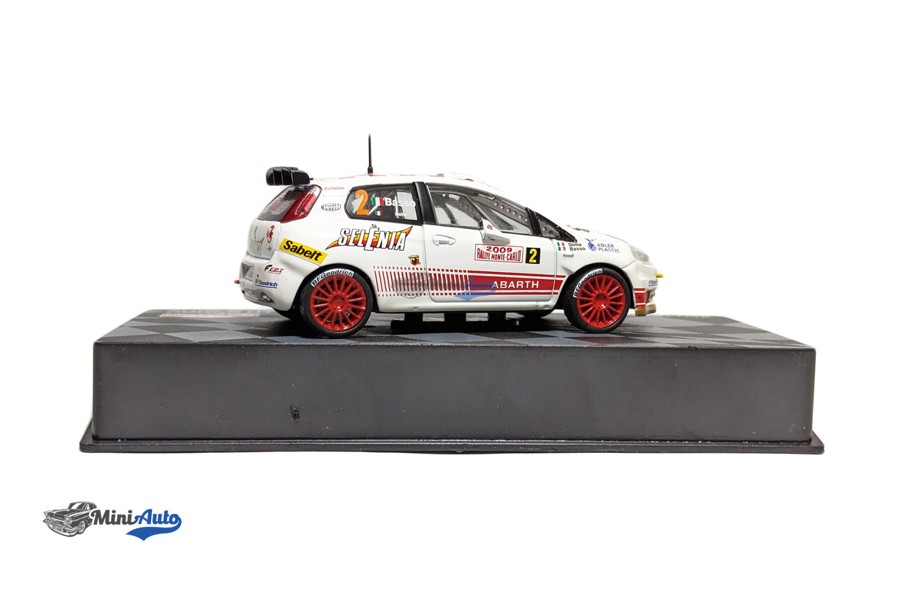 Abarth Grande Punto S2000 #2 G. Basso/M. Dotta Rally Monte Carlo - 2009 - White/Red - Image 3