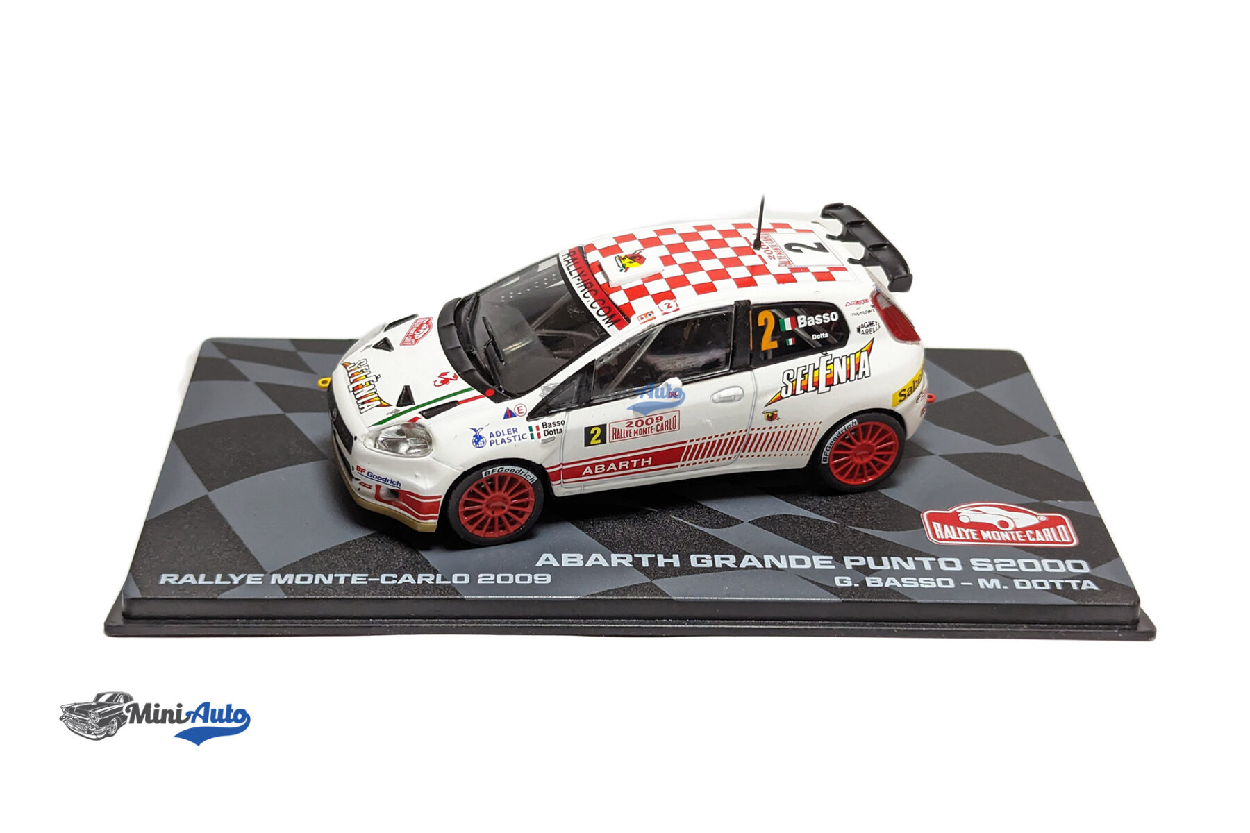 Abarth Grande Punto S2000 #2 G. Basso/M. Dotta Rally Monte Carlo - 2009 - White/Red - Image 2