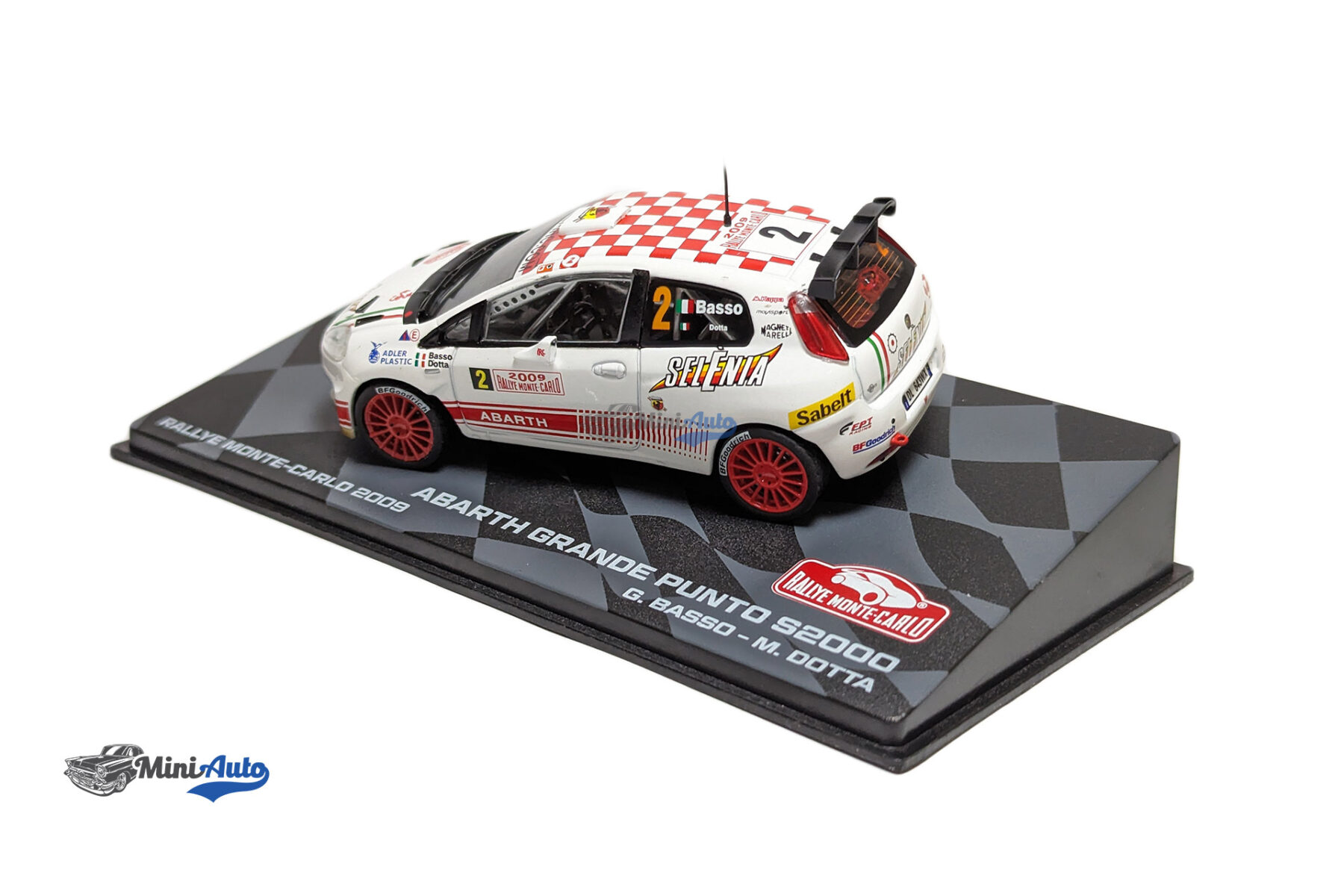 Abarth Grande Punto S2000 #2 G. Basso/M. Dotta Rally Monte Carlo - 2009 - White/Red - Image 7