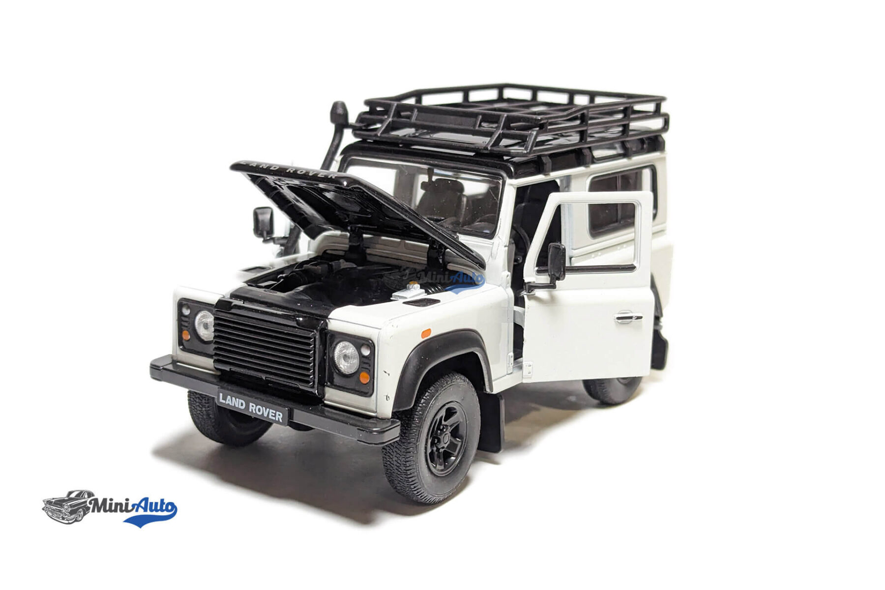 WEL22498SP-WHITE---Land-Rover-Defender-with-roof-rack---White-Black_4 Land Rover Defender with roof rack - White Black - Image 2