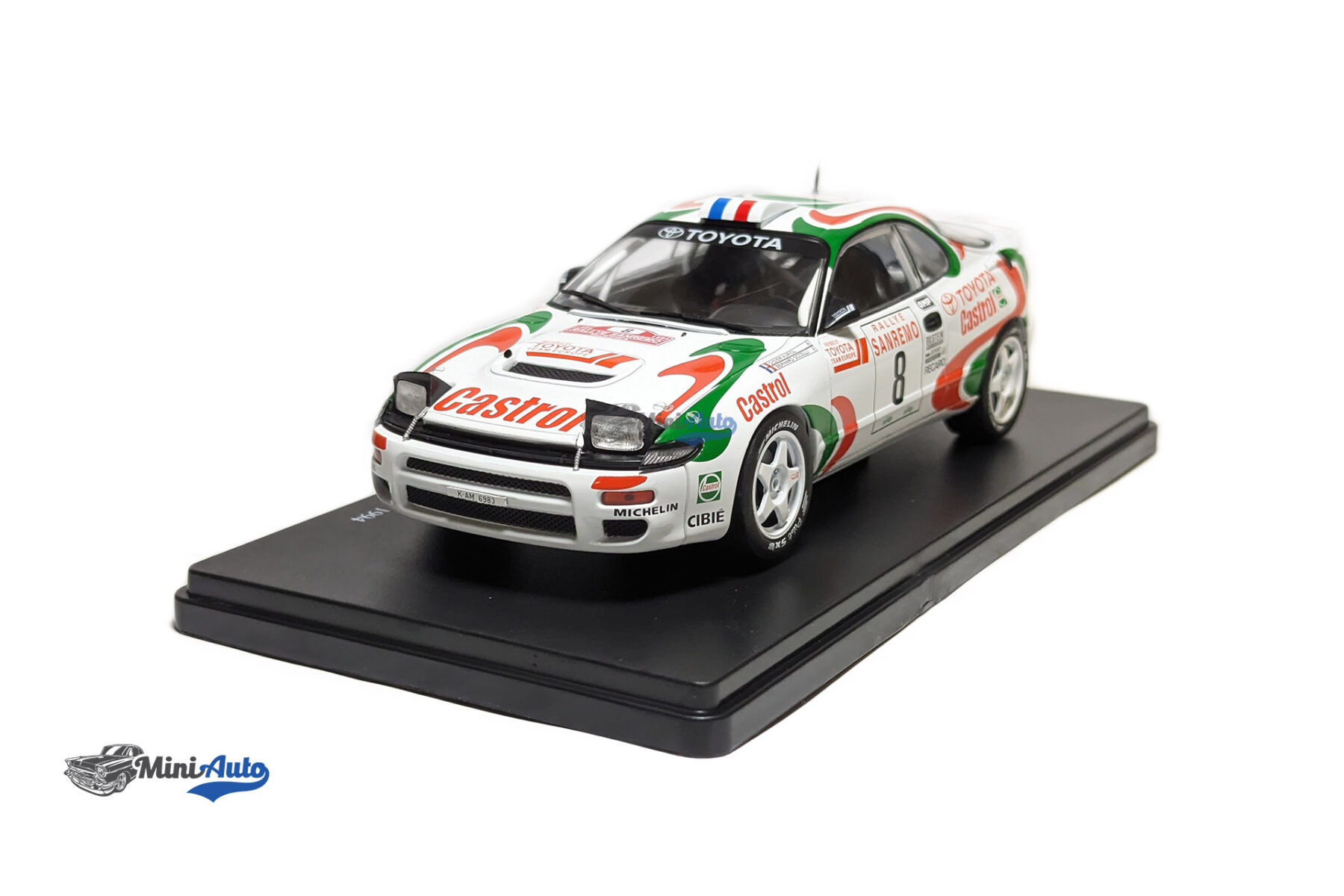 Toyota Celica (ST185) Turbo, No.8, Castrol, Rallye WM, Rallye San Remo, D.Auriol/B.Occelli, 1994 - White - Image 1
