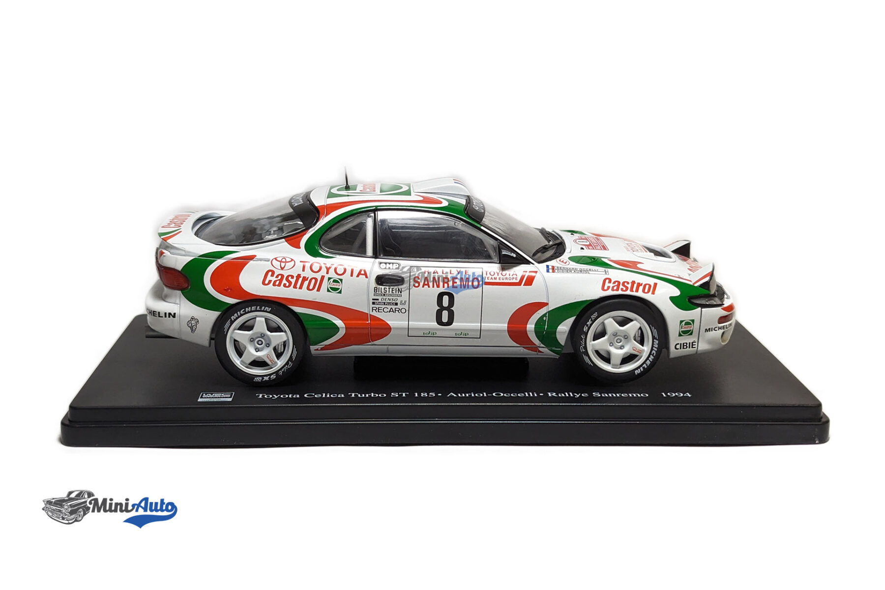 Toyota Celica (ST185) Turbo, No.8, Castrol, Rallye WM, Rallye San Remo, D.Auriol/B.Occelli, 1994 - White - Image 2