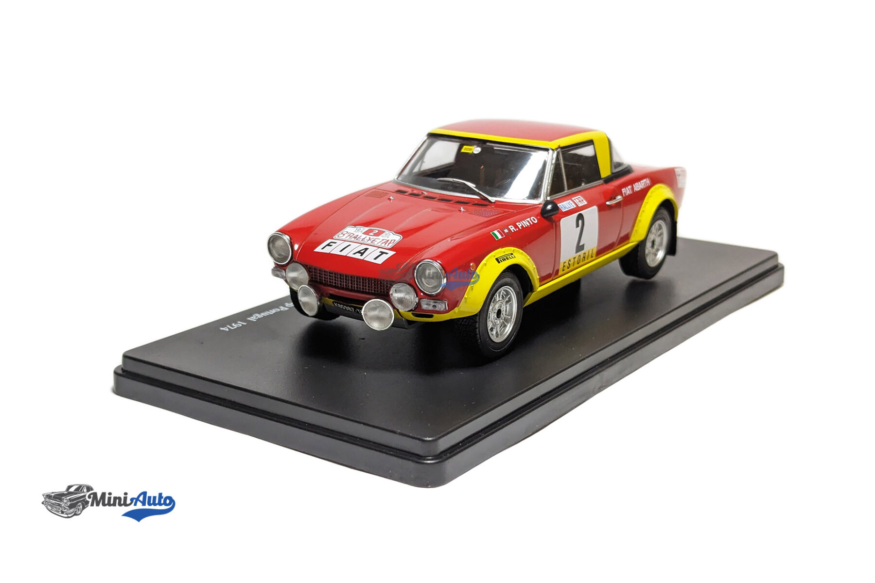 Fiat 124 Abarth, No.2, Rallye WM, Rallye Portugal, R.Pinto/A.Bernacchini, 1974 - Red/Yellow - Image 3