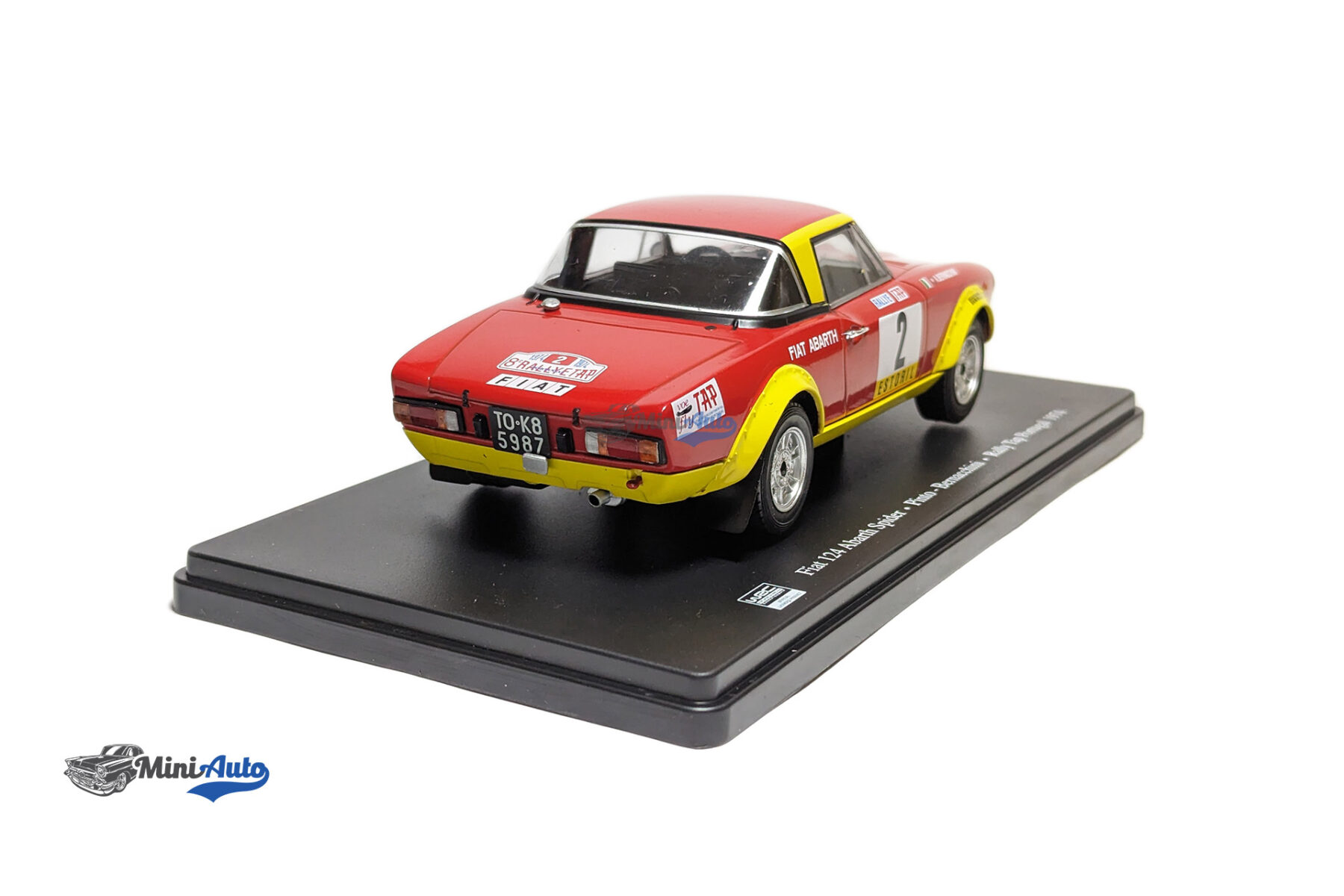 Fiat 124 Abarth, No.2, Rallye WM, Rallye Portugal, R.Pinto/A.Bernacchini, 1974 - Red/Yellow - Image 4