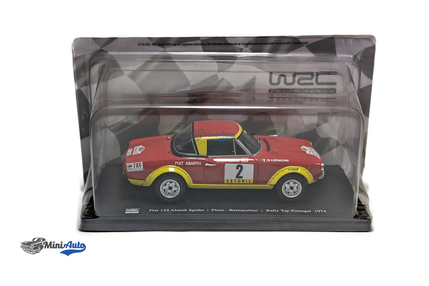 Fiat 124 Abarth, No.2, Rallye WM, Rallye Portugal, R.Pinto/A.Bernacchini, 1974 - Red/Yellow - Image 5