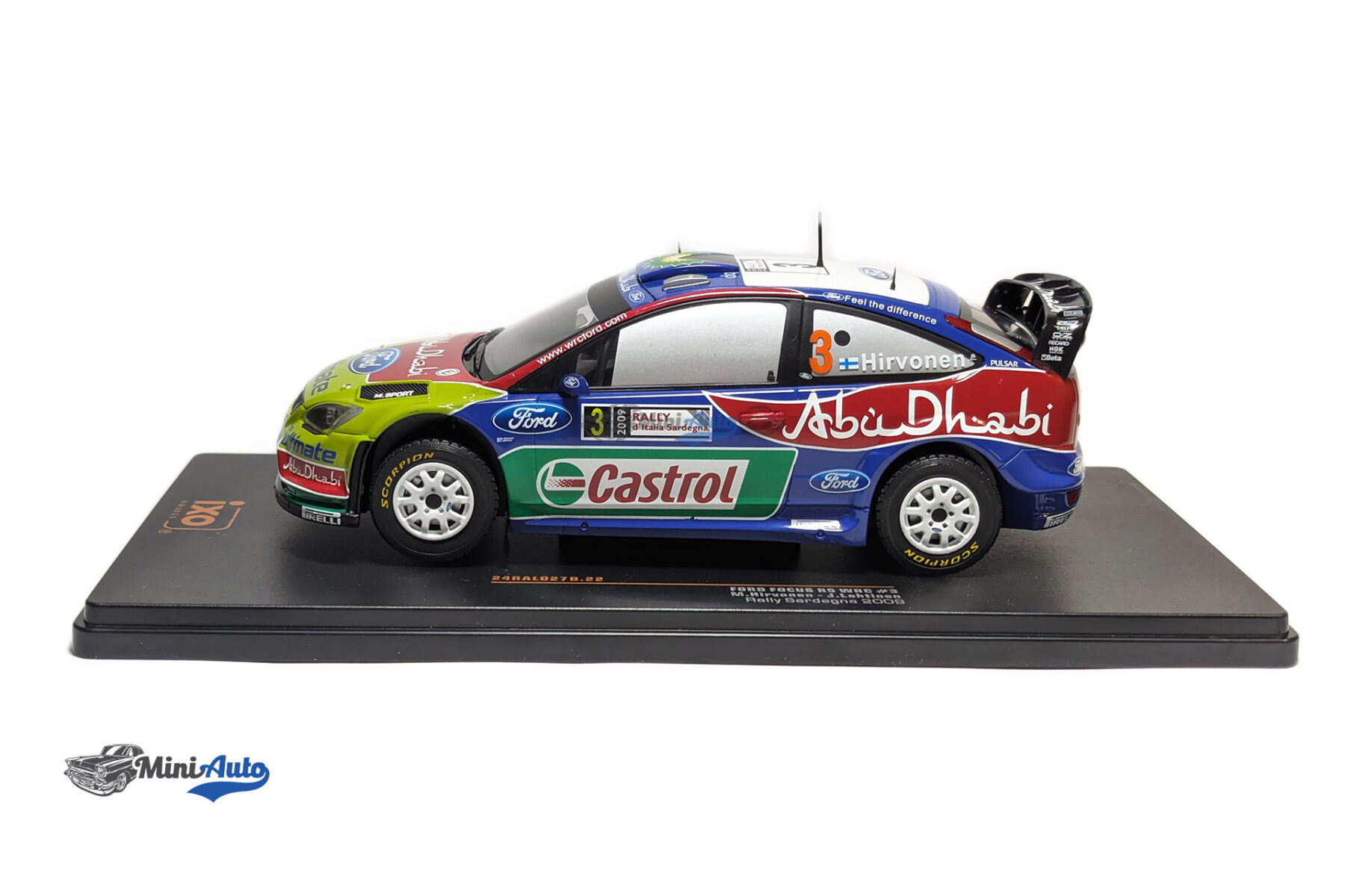 Ford Focus RS WRC, No.3, Rallye WM, Rallye Sardinien, M.Hirvonen/J.Lehtinen, 2009 - Green/Blue/Red - Image 2