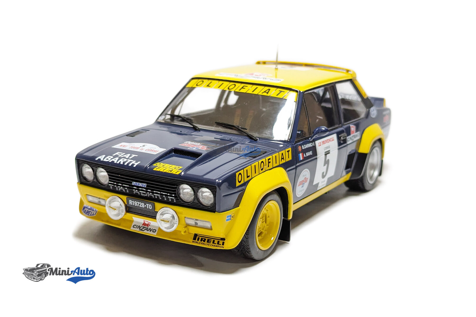 Fiat 131 Abarth N 5 Winner Rally Tour De Corse 1977 B.DARNICHE - A.MAHE - Blue/Yellow - Image 4