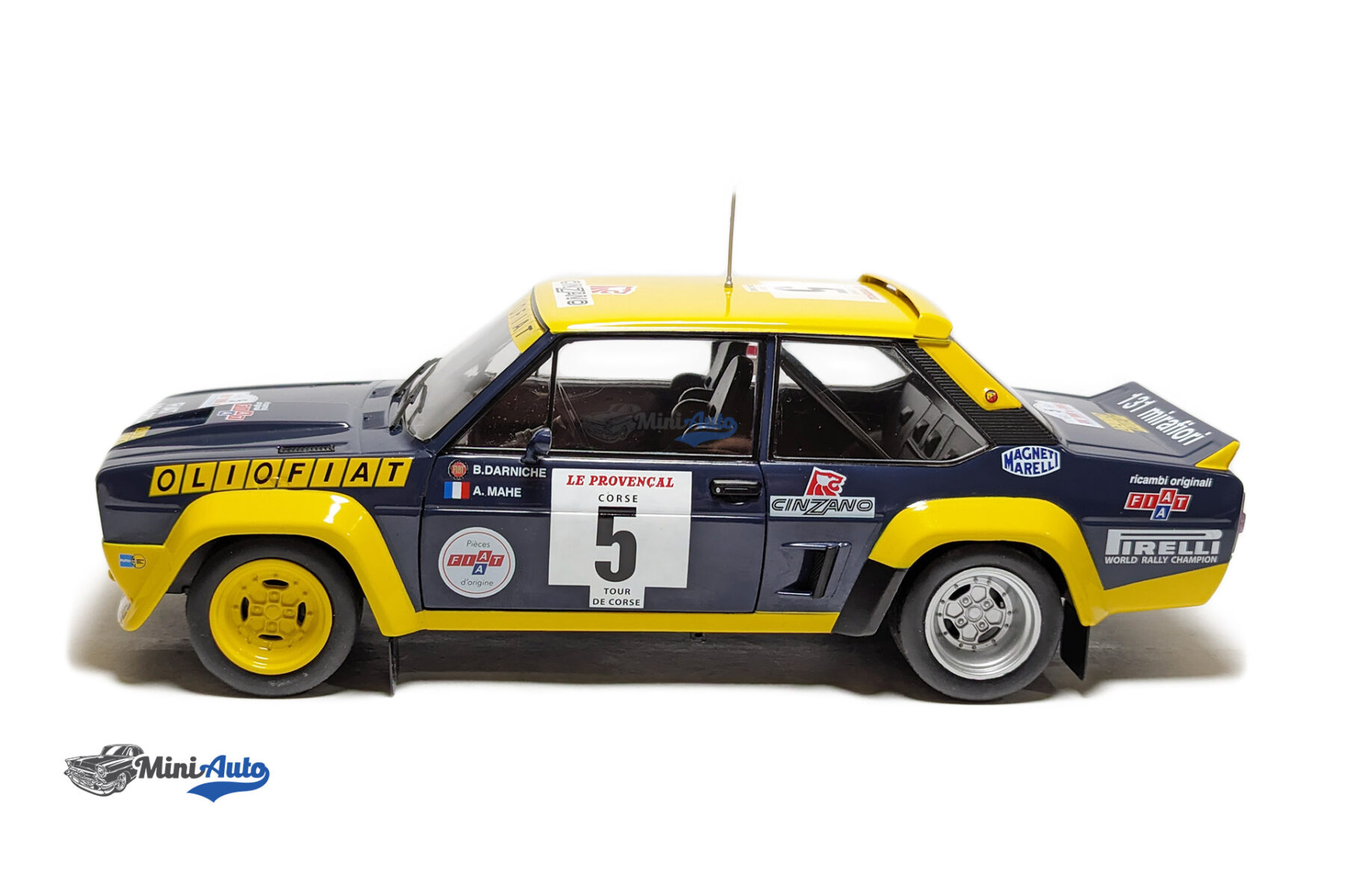 Fiat 131 Abarth N 5 Winner Rally Tour De Corse 1977 B.DARNICHE - A.MAHE - Blue/Yellow - Image 6