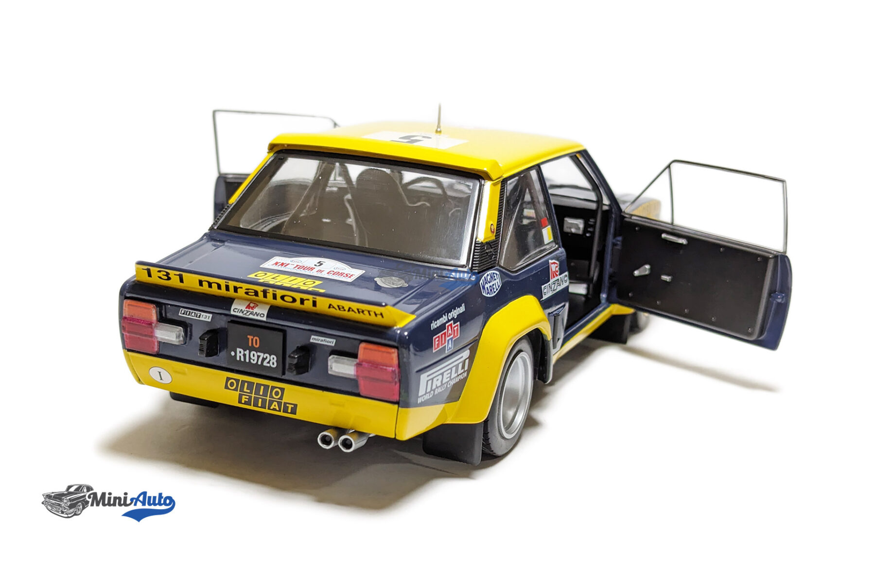 Fiat 131 Abarth N 5 Winner Rally Tour De Corse 1977 B.DARNICHE - A.MAHE - Blue/Yellow - Image 3