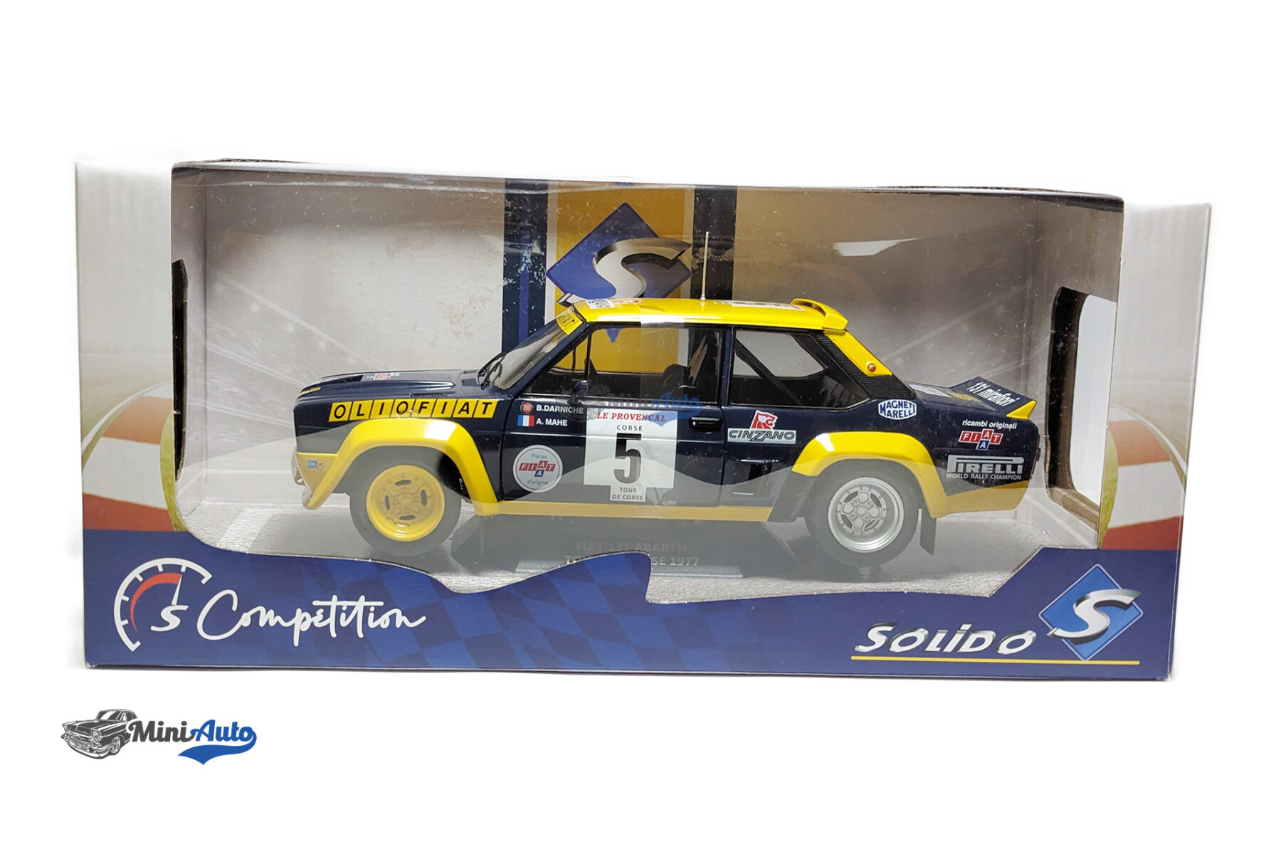 Fiat 131 Abarth N 5 Winner Rally Tour De Corse 1977 B.DARNICHE - A.MAHE - Blue/Yellow - Image 7