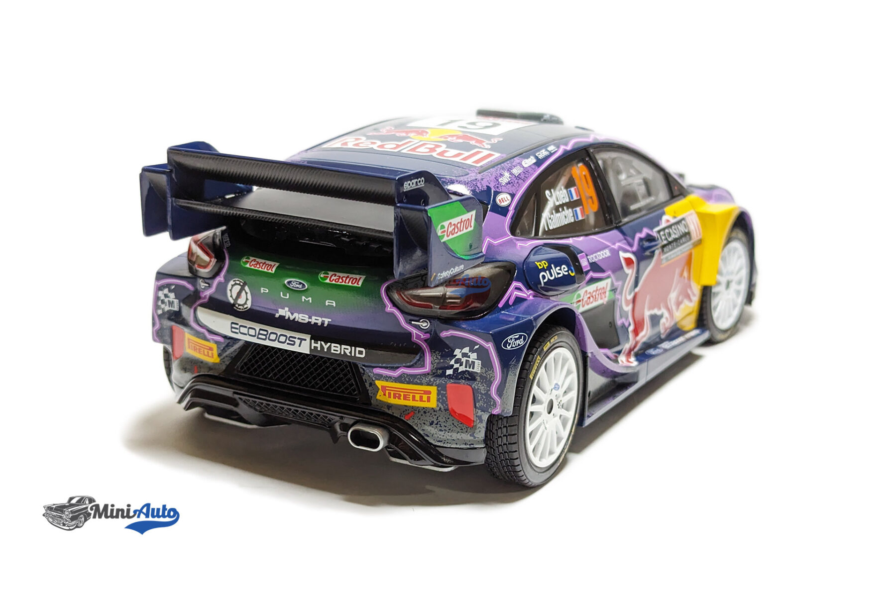 Ford England Puma Rally1 RED BULL Team Ford World Rally M-sport N 19 Winner Rally MonteCarlo 2022 S.LOEB - I.GALMICHE - Purple - Image 5