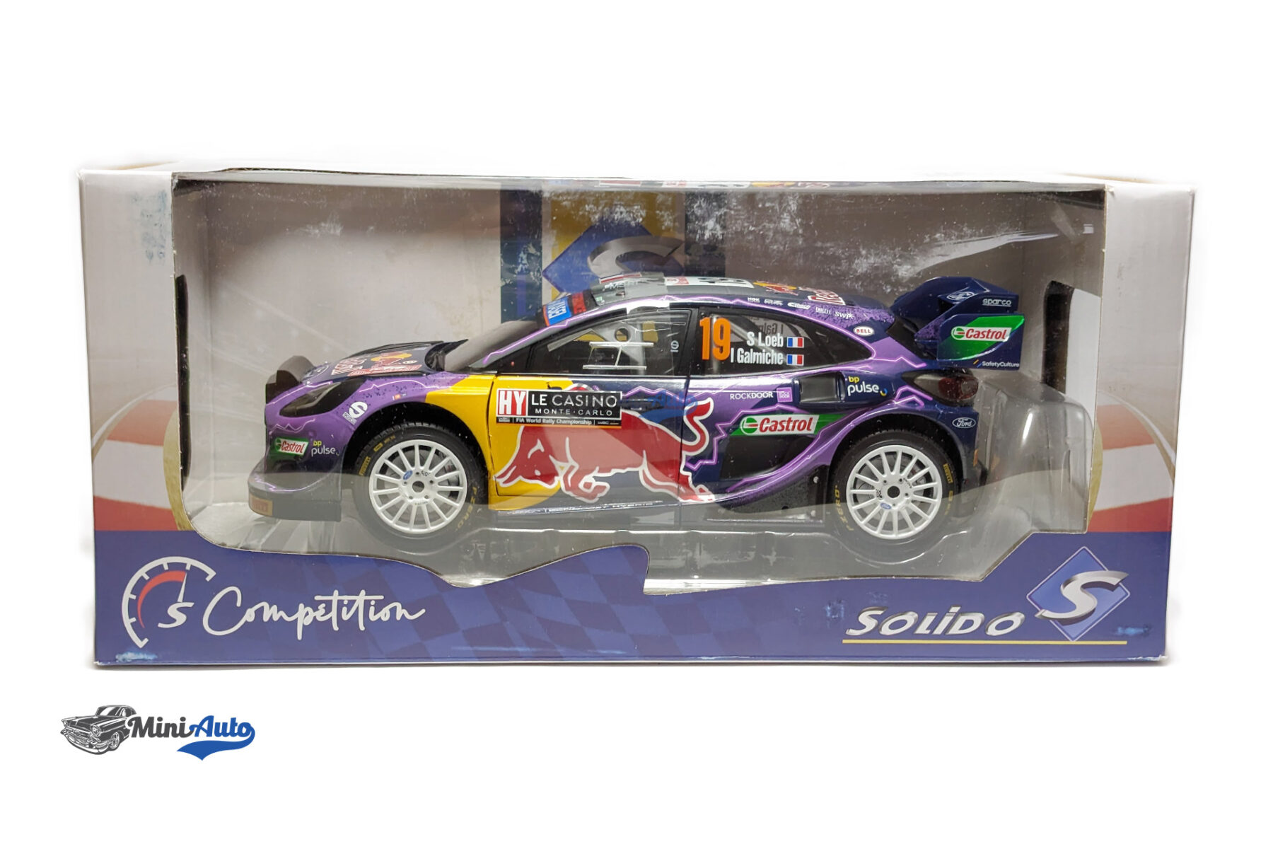 Ford England Puma Rally1 RED BULL Team Ford World Rally M-sport N 19 Winner Rally MonteCarlo 2022 S.LOEB - I.GALMICHE - Purple - Image 7