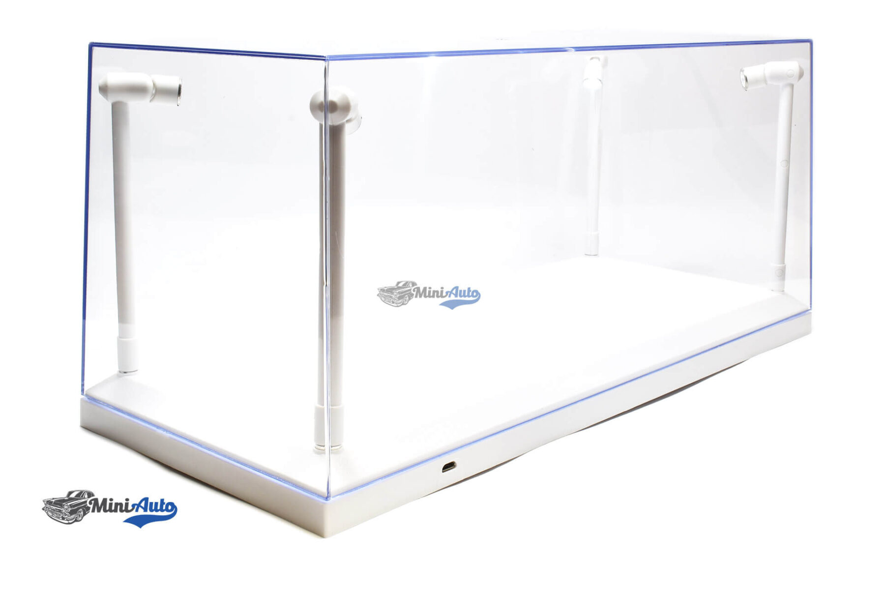 Single Showcase white with 4 Led Lamps for modelcars in scale (Model nije uključen) 1:18 - White - Image 2