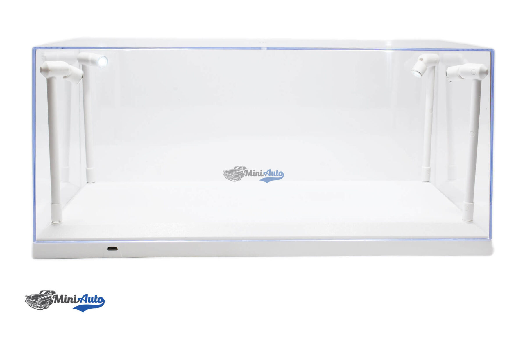 Single Showcase white with 4 Led Lamps for modelcars in scale (Model nije uključen) 1:18 - White - Image 4
