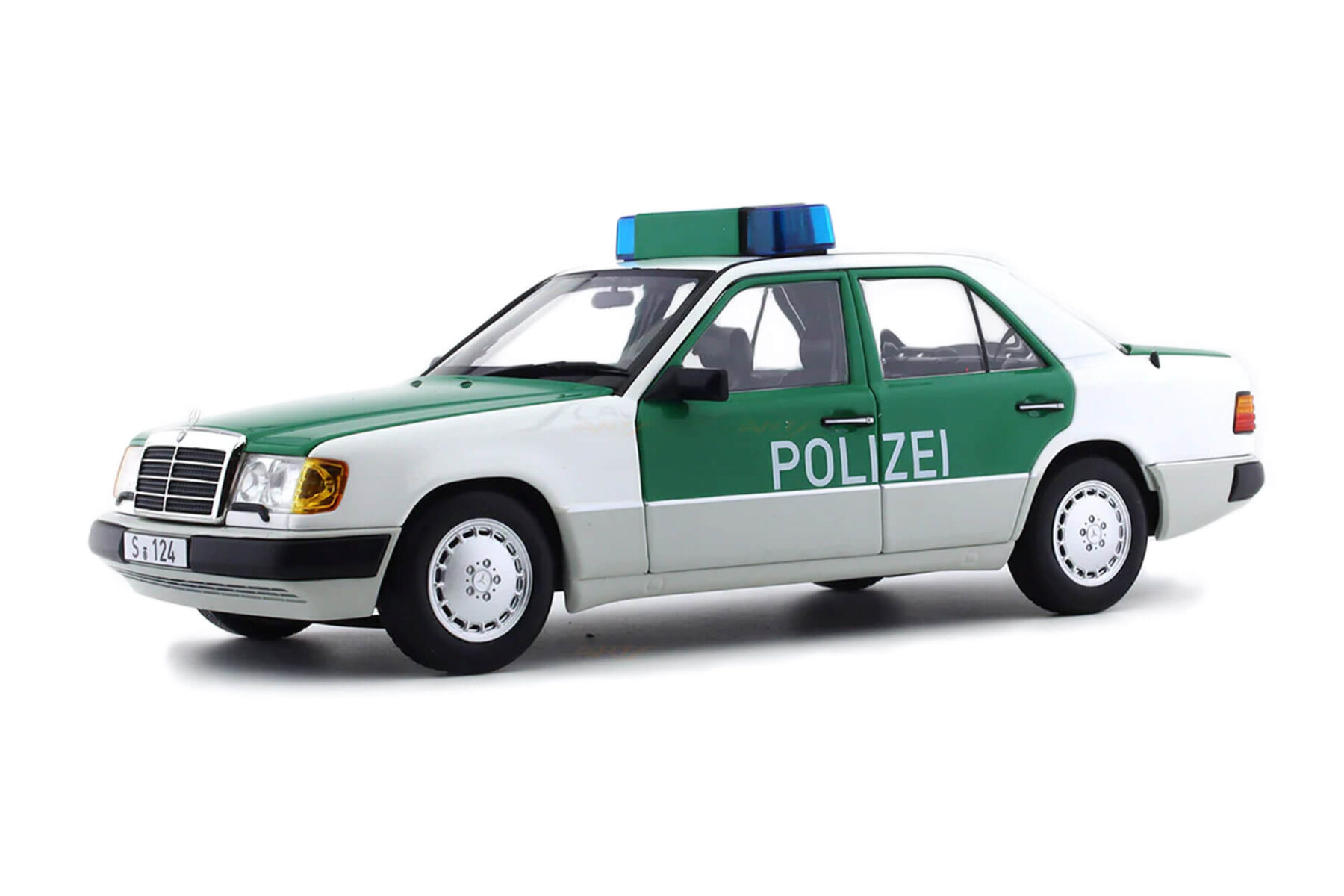 --B66040700-Norev-Mercedes-W124-230E-Polizei-Dealer-edition-299.95_1 Mercedes Benz W124 230E Polizei (Dealer Edition - Limited 1000 pcs) - 1990 - White/Green - Image 1