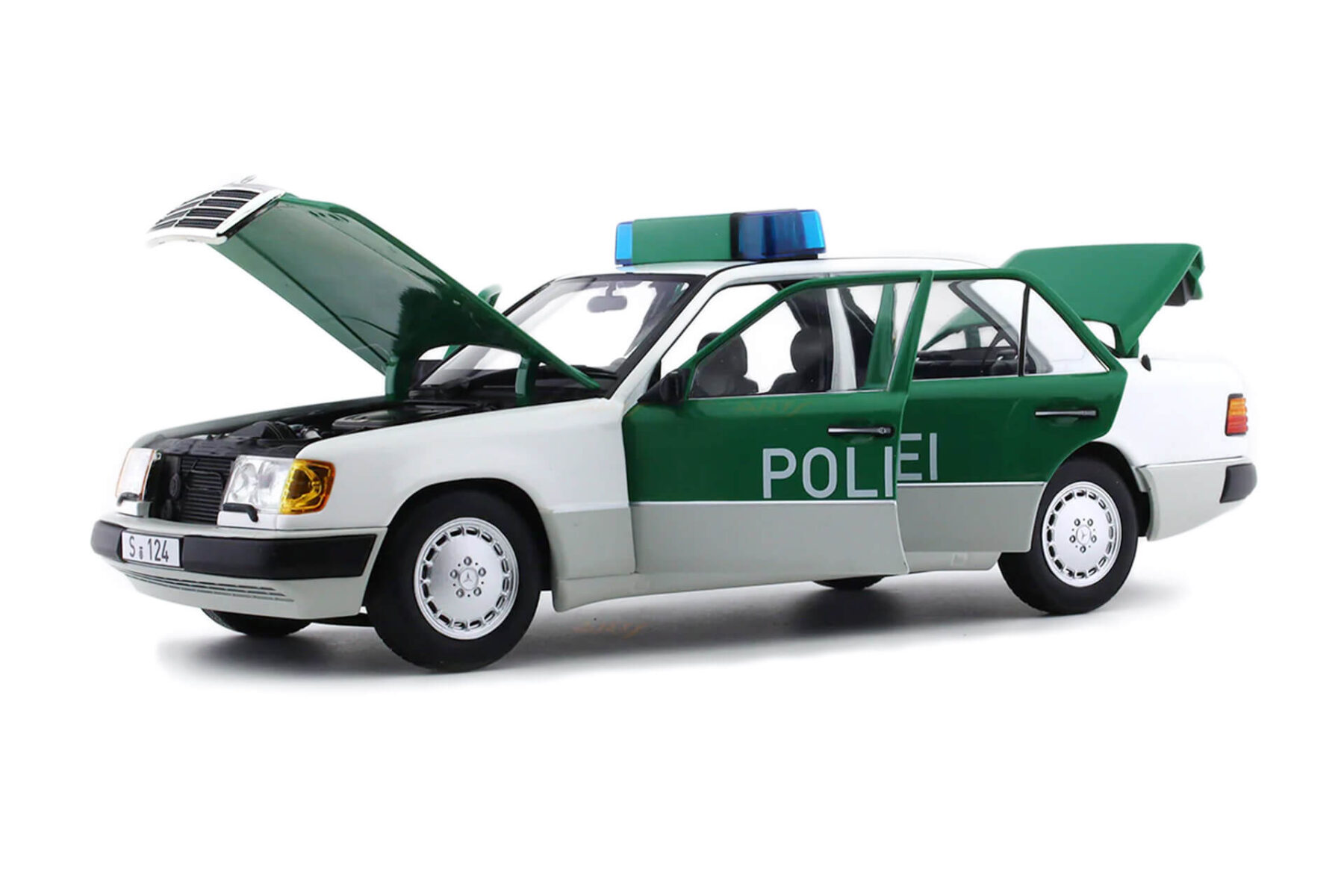 --B66040700-Norev-Mercedes-W124-230E-Polizei-Dealer-edition-299.95_4 Mercedes Benz W124 230E Polizei (Dealer Edition - Limited 1000 pcs) - 1990 - White/Green - Image 4