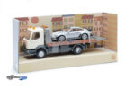 Renault Carro Attrezze truck car transporter with Porsche 911 930 3.0 Turbo Coupe - 1987 - White Silver