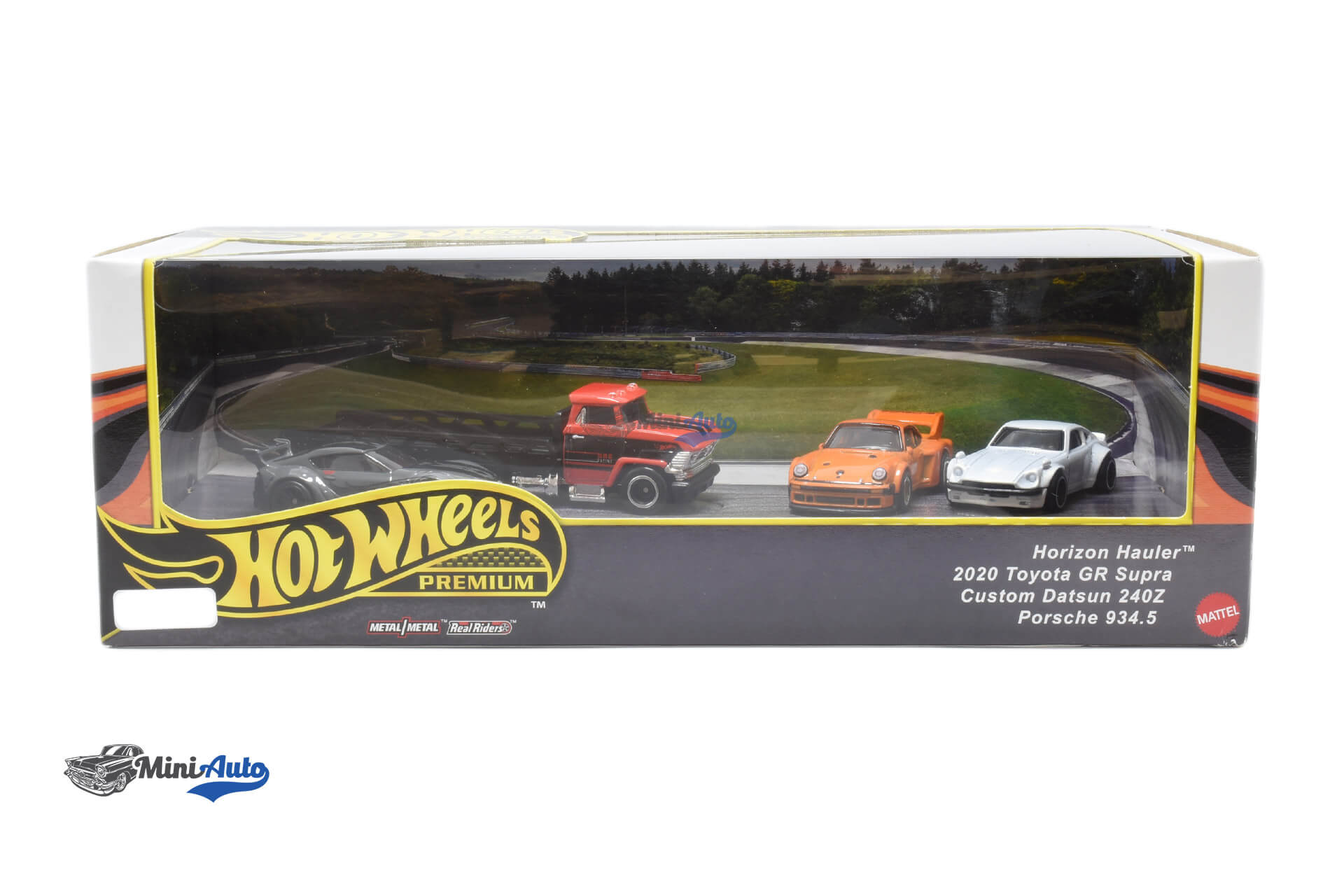 HWGMH39-957a-JBM05---Set-4x-Horizon-Hauler_1 Set 4x Horizon Hauler Truck, Toyota Supra, Datsun 240Z, Porsche 934 - Image 1