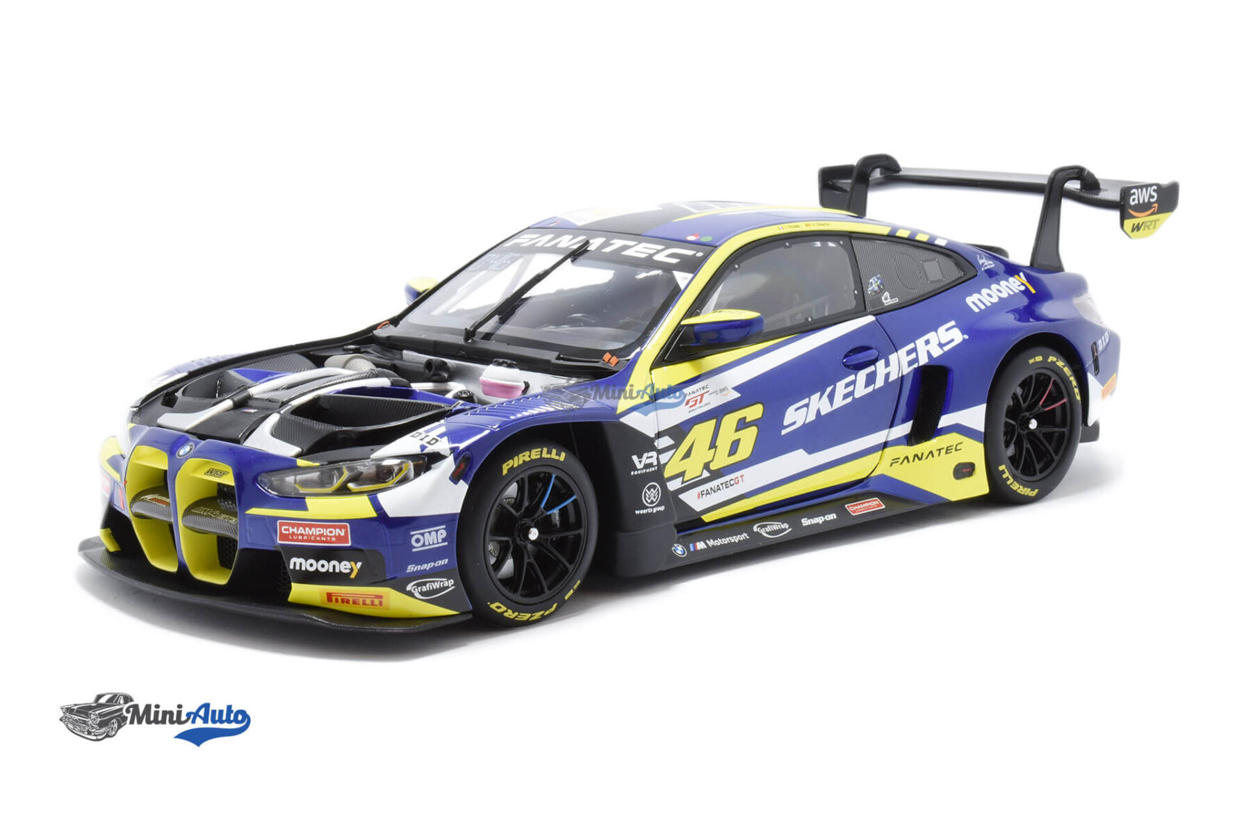MIN113232446BOX---BMW-M4-GT3-WRT-N46-First-Podium-Valentino-Rossi---2023---Blue_1 BMW M4 GT3 WRT N46 First Podium Valentino Rossi - 2023 - Blue - Image 1
