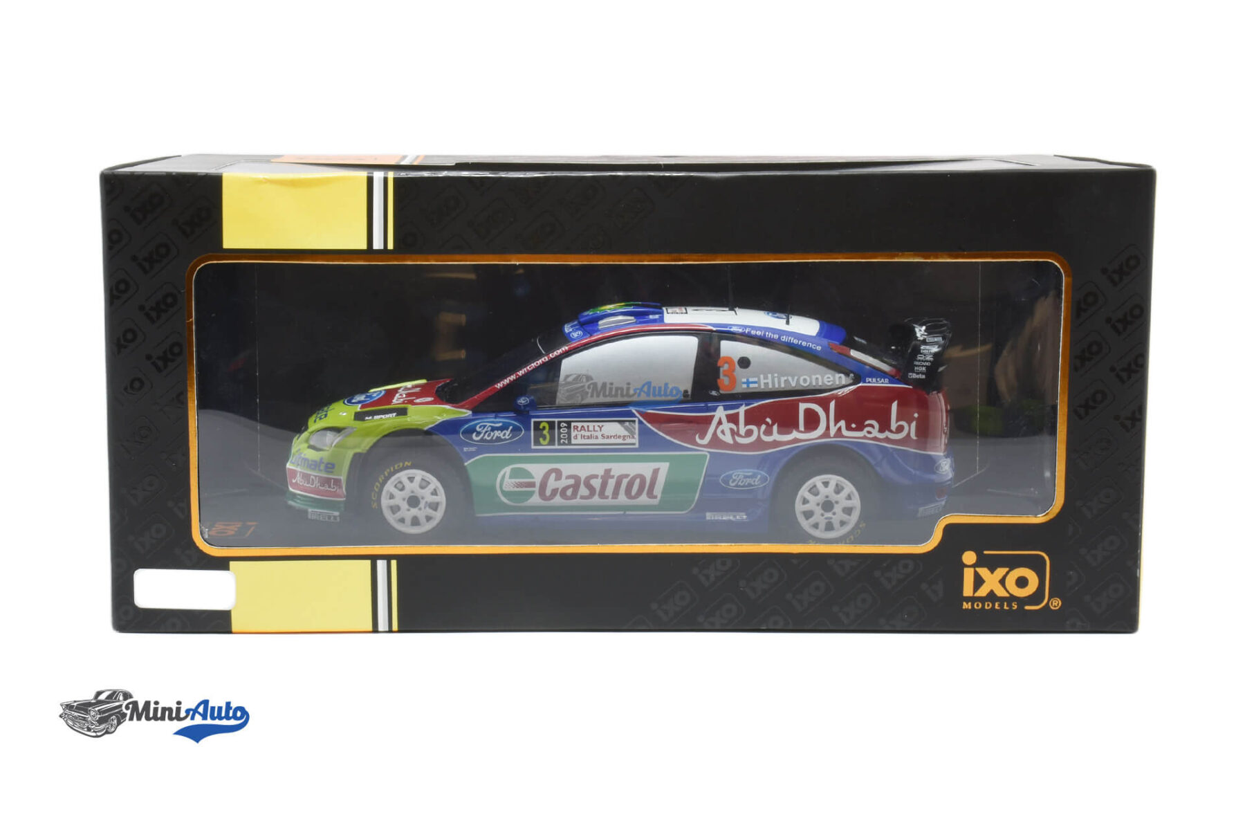 Ford Focus RS WRC N3 Rallye M.Hirvonen - 2009 - Green/Blue/Red - Image 4