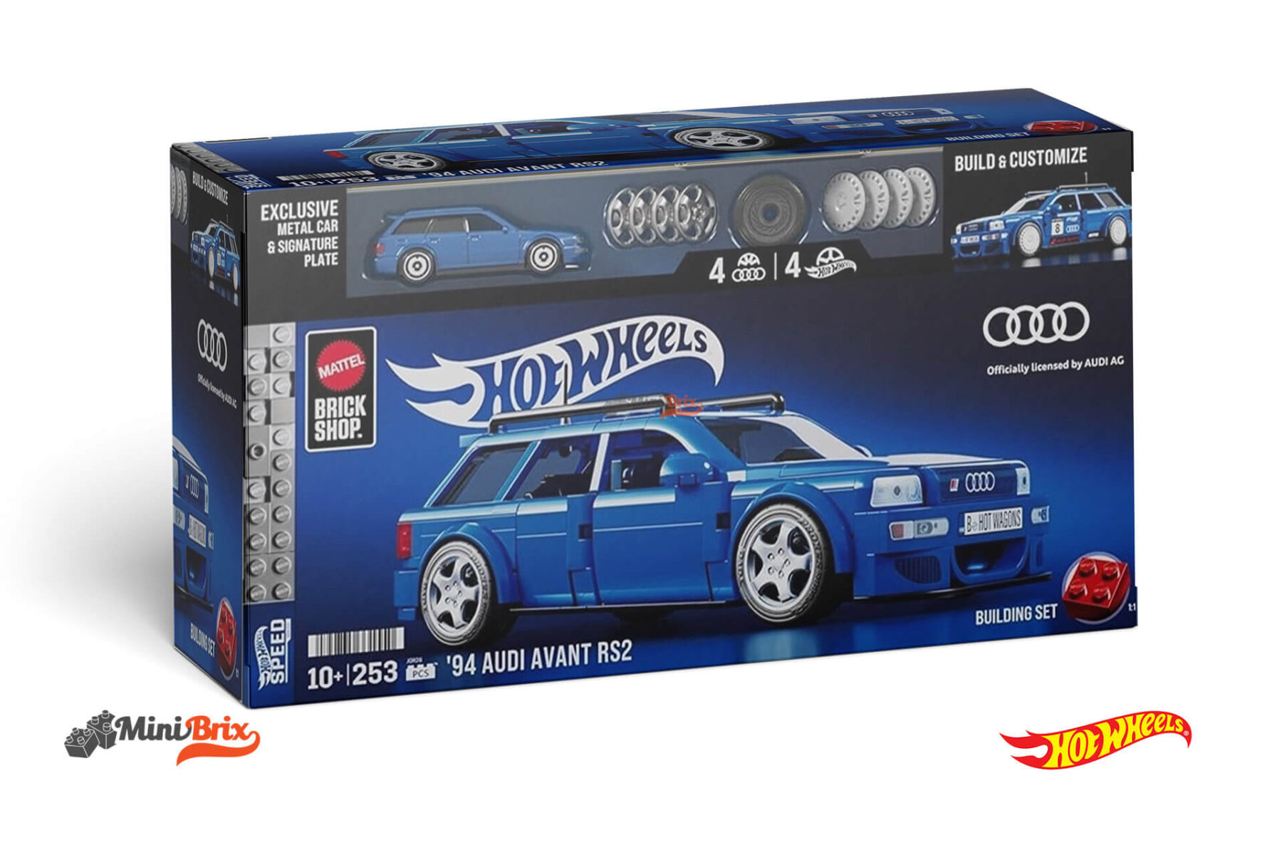 Audi - Set 2x A4 Rs2 Avant Sw Station Wagon 1994 - 253 Pezzi - 253 Pcs + A4 RS2 1/64 Scale - Blue - Image 1