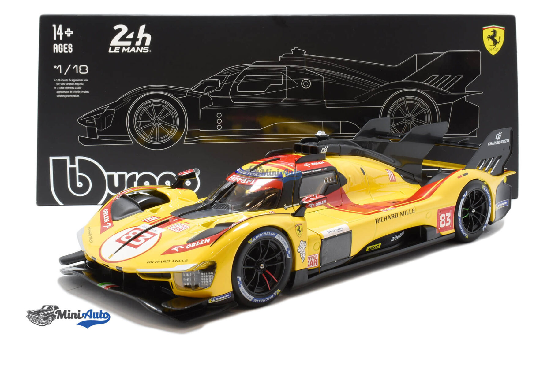 Ferrari 499P 3.0L Turbo V6 AF Corse N83 Winner 24h Le Mans R. Kubica - 2025 - Yellow - Image 6