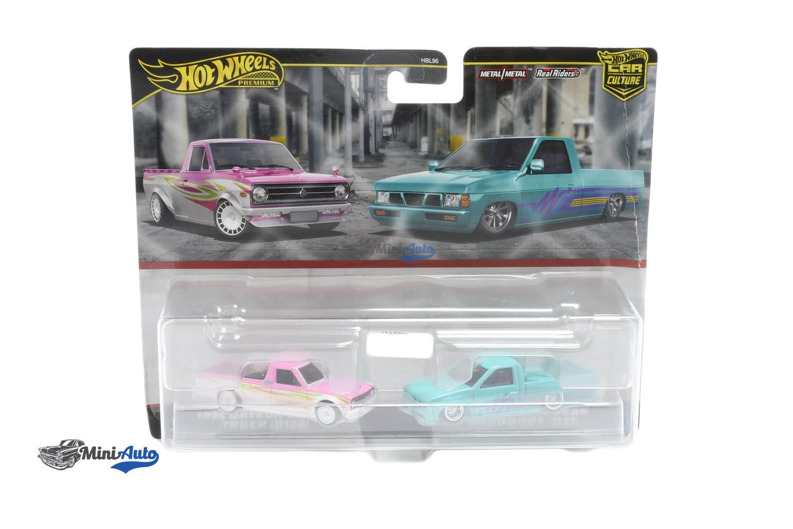HWMVHRR78---Datsun-Sunny-Truck-B120-&-Nissan-Hard-Body-Pick-Up-D21---1995---PinkBlue_1 Datsun Sunny Truck B120 & Nissan Hard Body Pick Up D21 - 1995 - Pink/Blue - Image 1